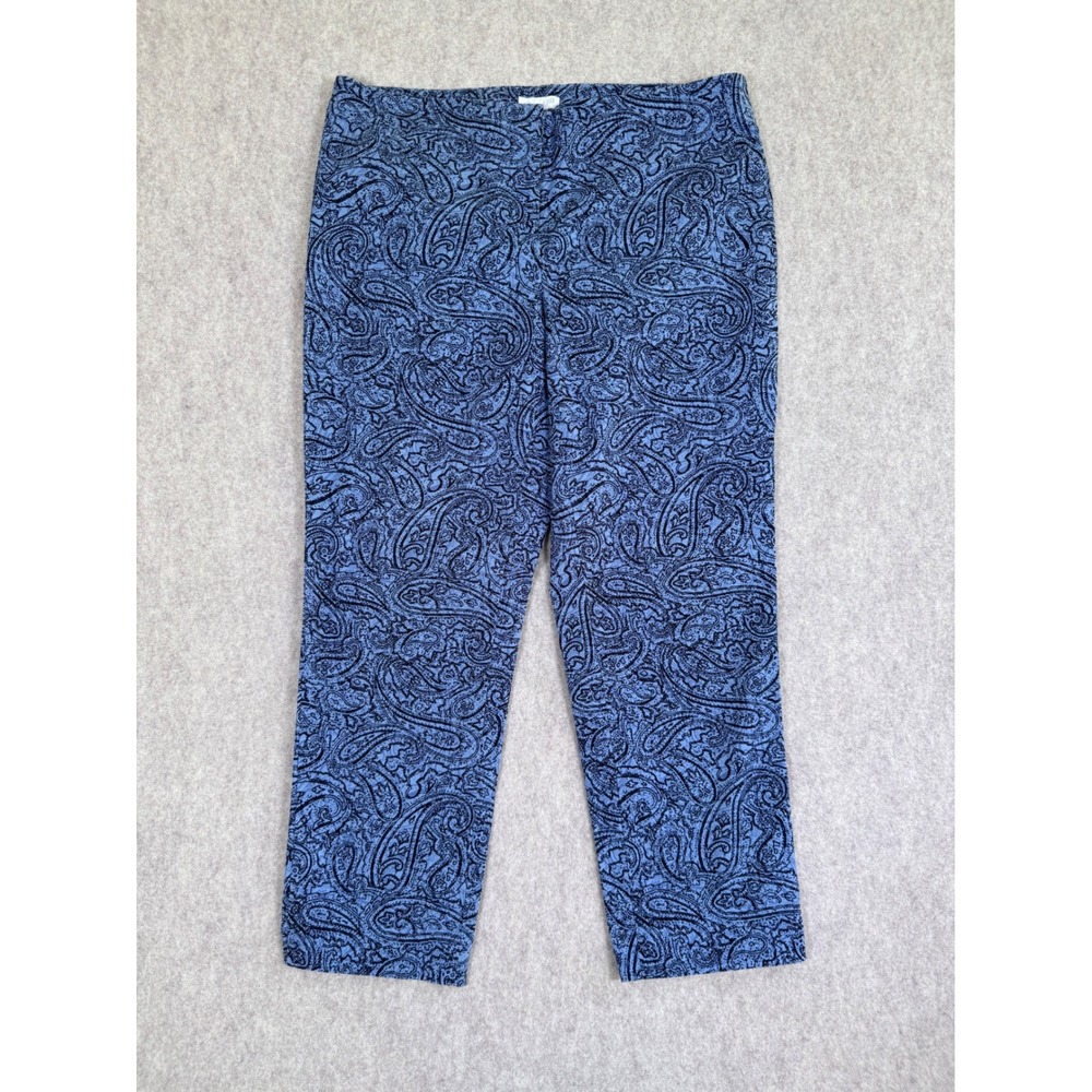J. Jill Pure Jill Blue Paisley Print Slim Leg Pants Womens Size 0 Petite Cotton